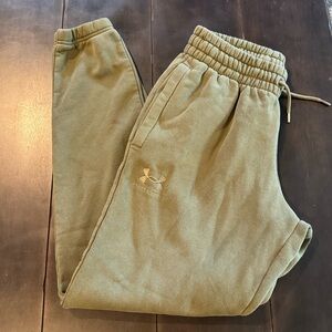 Under Armour fleece joggers. Olive color. Size small.